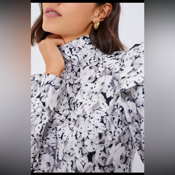 Tuckernuck Bowden Top Size XXL NWT Gray Gardens Ruffle Blouse High Neck - Picture 4 of 10